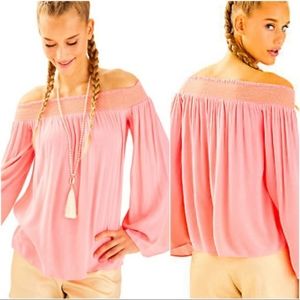 Lilly Pulitzer Off the Shoulder Katya Top Coral